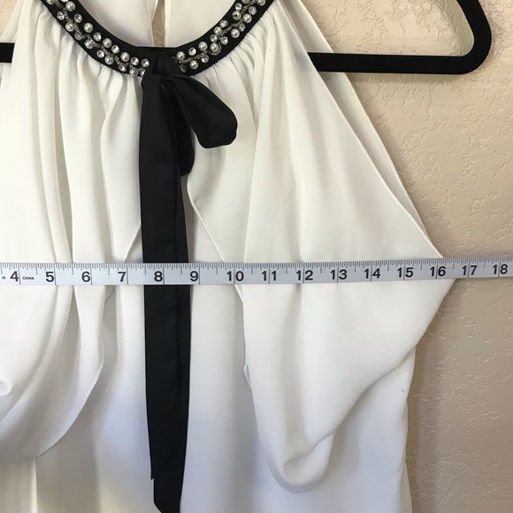 New York & Co. Women Beaded Ruffle Halter Top S - Picture 7 of 12